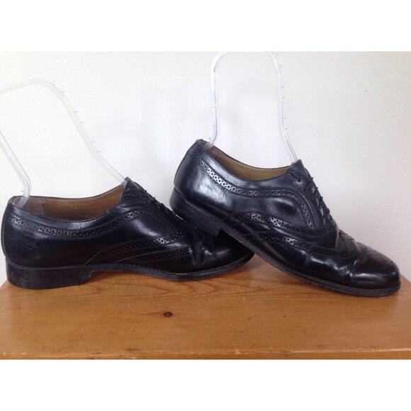 Vintage Towncraft Black Leather Soles Mens Wingtips Dress Oxfords Shoes 10D 44 main image 8